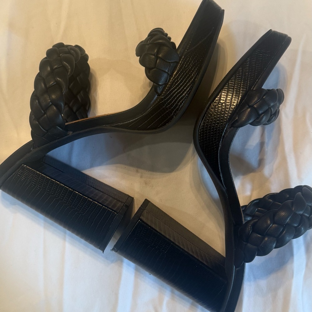 Dolce Vita Black Peggy Braided Sandal Heels - Picture 6 of 10